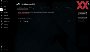 Die Software des ASUS ROG Zephyrus G14