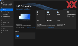 Die Software des ASUS ROG Zephyrus G14