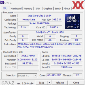 GPUz und CPUz des MSI Prestige 16 AI Studio