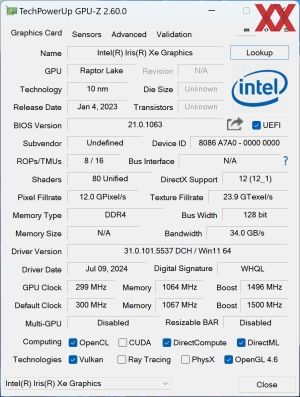 GPUz und CPUz des Geekom GT13 Pro