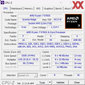 GPUz und CPUz des Mad Gaming AMD Stage 4.4 X870