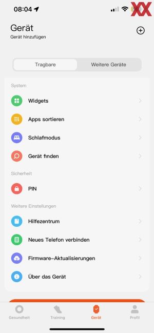 Screenshots der Mi-Fitness-App