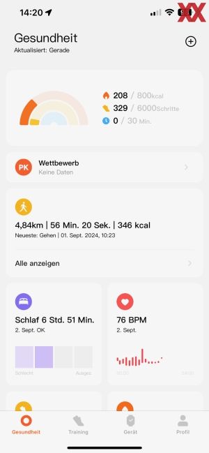 Screenshots der Mi-Fitness-App