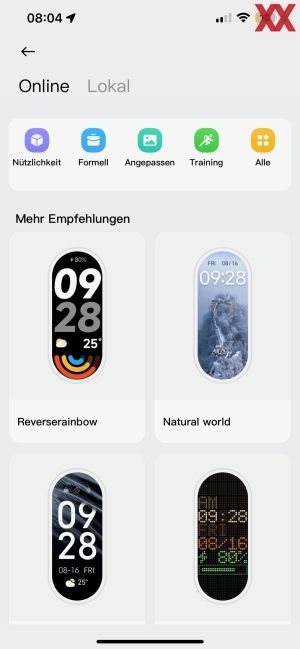 Screenshots der Mi-Fitness-App