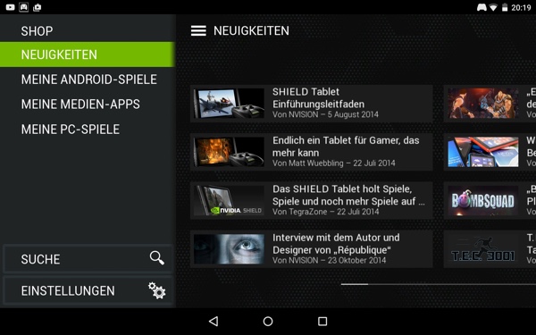 Android 5.0 Lollipop auf dem NVIDIA Shield Tablet