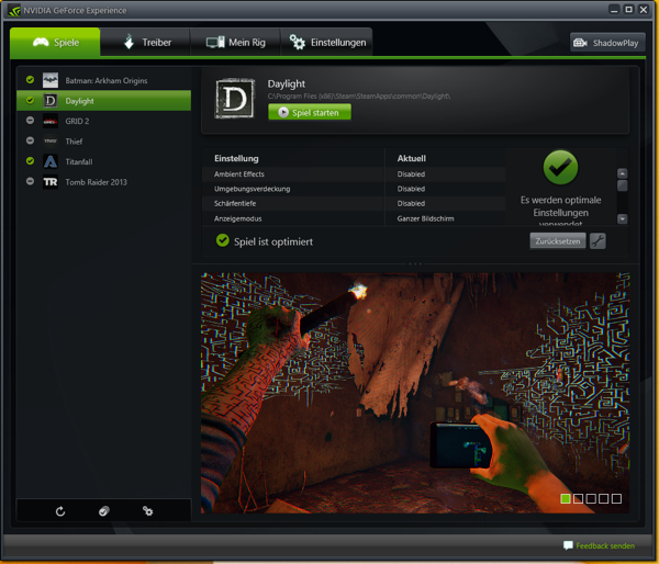 NVIDIA GeForce Experience Daylight