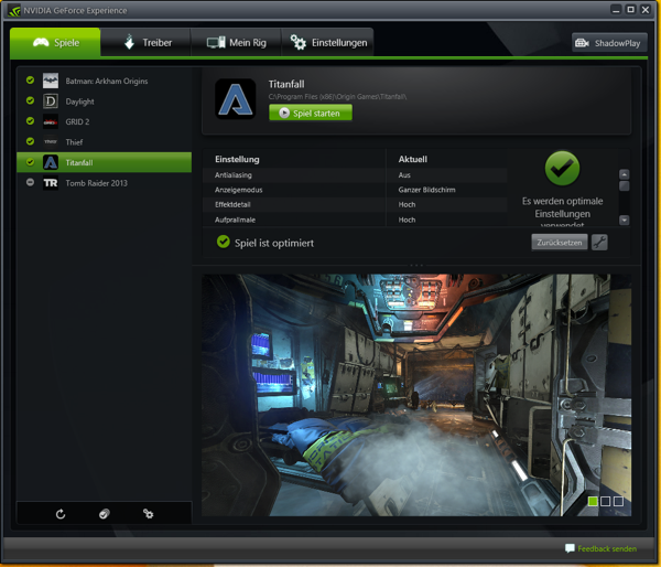 NVIDIA GeForce Experience Titanfall