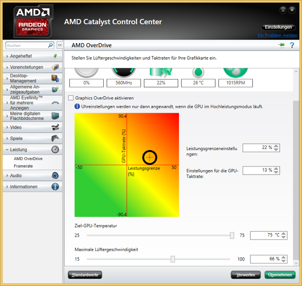 AMD Catalyst Control Center: Overdrive