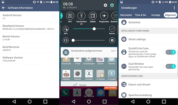 Aktuelles Android 5.1 trifft auf LGs eigene Oberfläche in Version 4.0