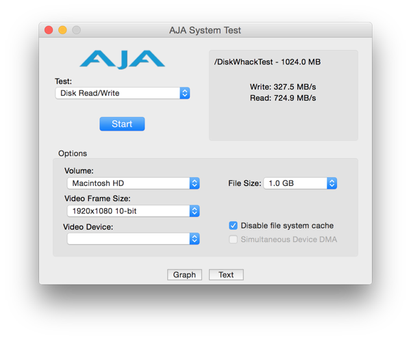 SSD-Benchmark: Aja System Test