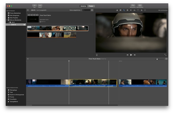 Force-Touch-Trackpad in iMovie