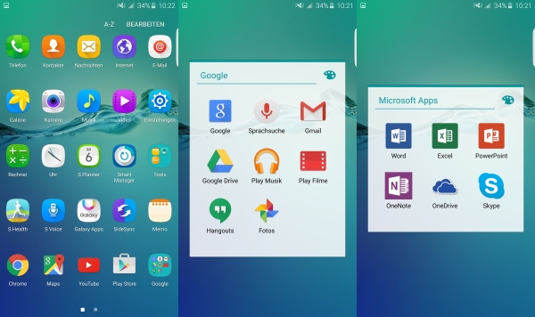 Die wichtigsten Samsung-Apps sind ebenso vorinstalliert wie diverse Programme von Microsoft - auf Google wird teilweise verzichtet
