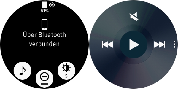 Ähnlich bei Android Wear lassen sich mit einem Wisch die wichtigsten Informationen einblenden