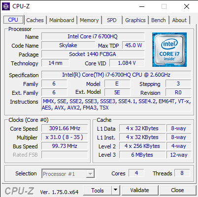 asus gl752 cpuz