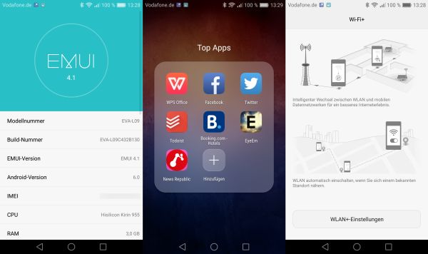 Android 6.0 und EMUI 4.1, einige Drittanbieter-Apps und das ein oder andere Gimmick: Die Software ist aktuell und vollständig