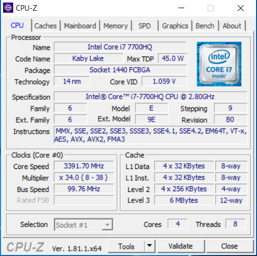 gigabye sabre15 cpuz