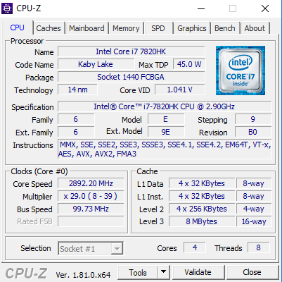 medion erazer x7857 cpuz