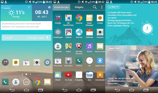 Android 4.4.2 mit LG UI: Flaches Design und eigene Dienste