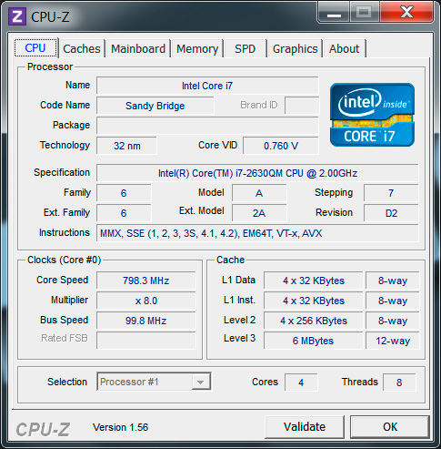 CPU-Z Intel Core i7-2630QM