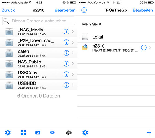 Mit T-OnTheGo kann man schnell auf das NAS zugreifen