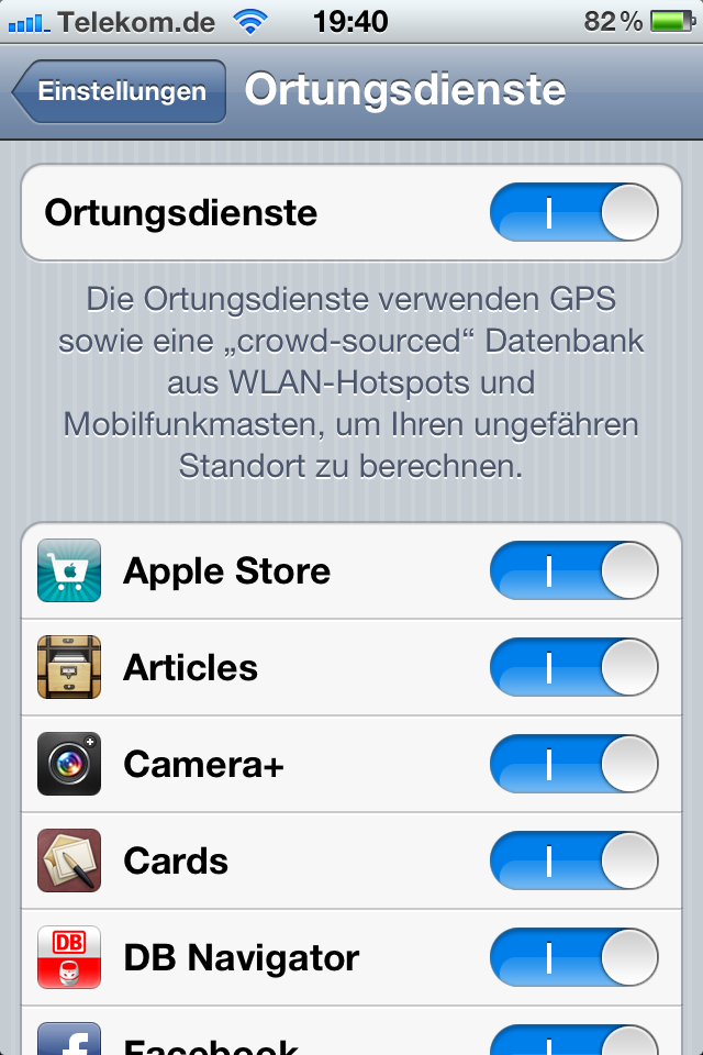 iOS-Ortung