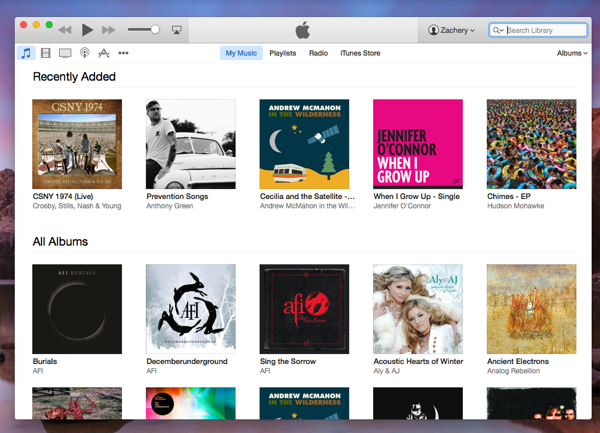 iTunes 12 in OS X 10.10 Yosemite