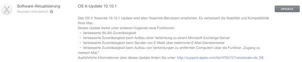 Update auf OS X Yosemite 10.10.1