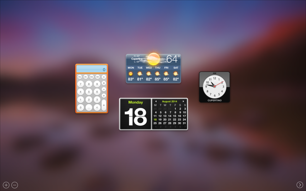 Dashboard in OS X 10.10 Yosemite