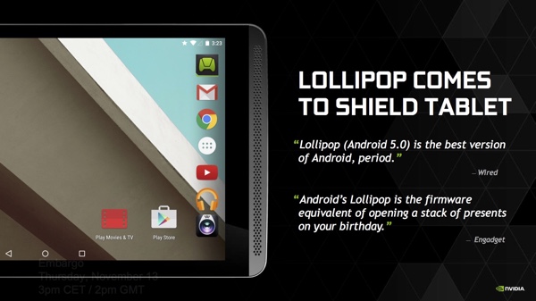 NVIDIA Shield Tablet mit Android 5.0 Lollipop