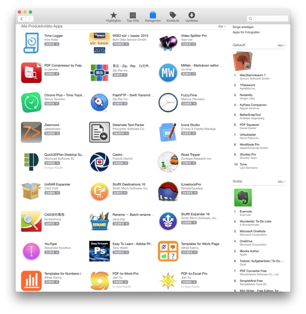 Mac App Store Übersicht