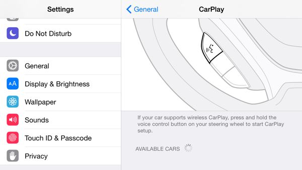 Drahtloses CarPlay in der 1. Beta von iOS 8.3