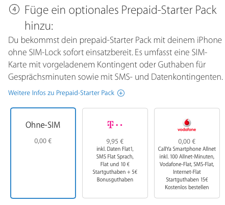 Provider-Auswahl im Apple Store