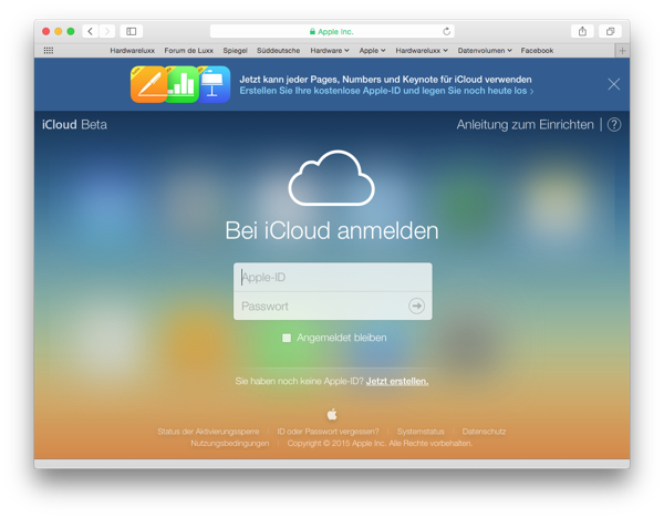 Ein Blick auf beta.icloud.com