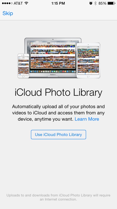 iCloud Foto Bibliothek in iOS 8.3