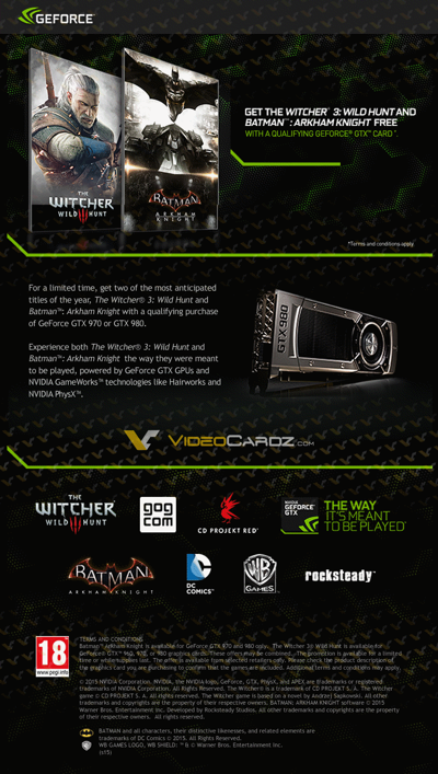 NVIDIA Promo-Aktion mit The Witcher 3: Wild Hunt und Batman: Arkham Knight