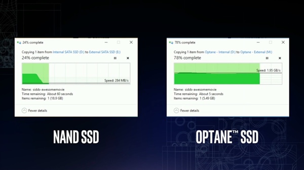 Benchmark-Vergleich zwischen SATA-SSD und Optane SSD mit 3D-XPoint-Speichertechnik