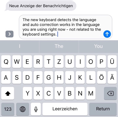 Mehrsprachige Autokorrektur in iOS 10