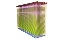 Schematischer Aufbau und Rötgenaufnahme eines 3D-NAND von Micron