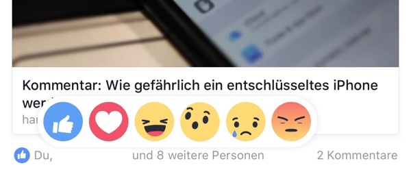 Der Like-Button erhält ab sofort einige Auswahlmöglichkeiten