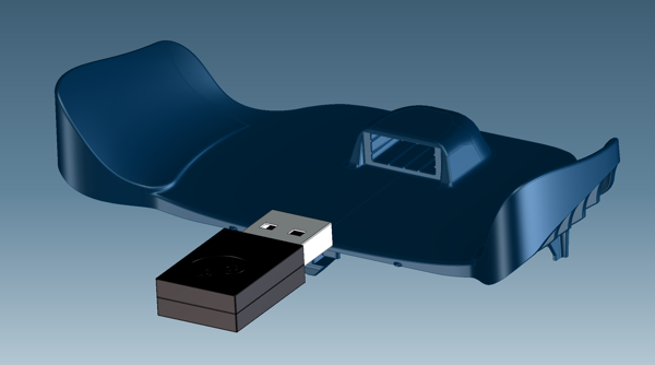 Aus den frei erhältlichen CAD-Daten zum Steam-Controller erstellte Batterieabdeckung