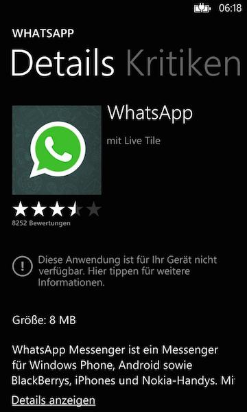 whatsapp windowsphone nicht verfuegbar k