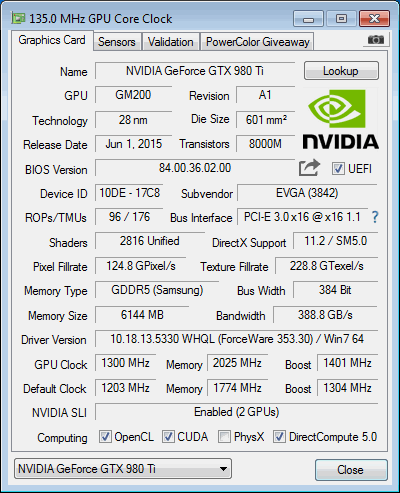 evga gts980 kingpin sli gpuz