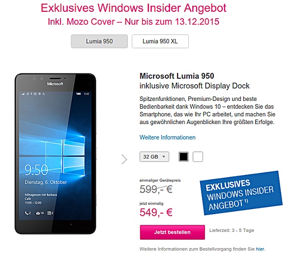 lumia 950 rabatt windows insider