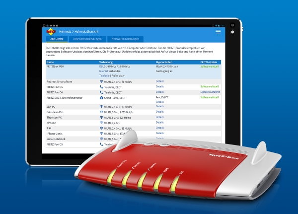 Neu ist die Heimnetzübersicht mit den wichtigsten Informationen