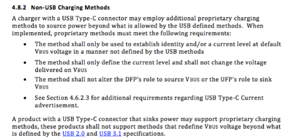 Abschnitt 4.8.2 zeigt, warum Quick Charge gegen den Typ-C-Standard verstösst