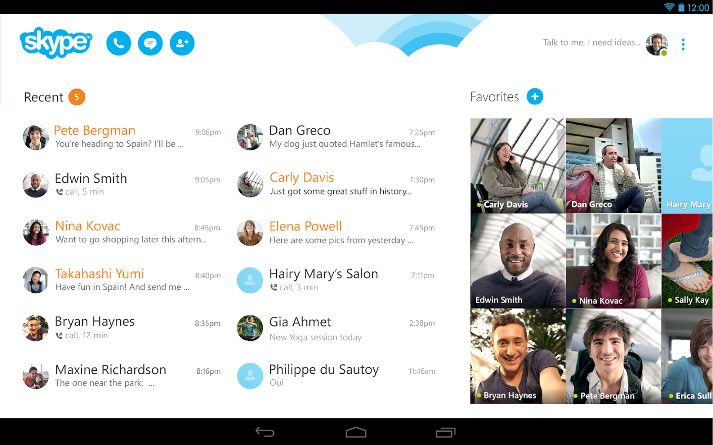 Skype Android Tablet